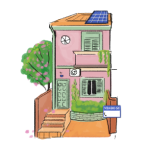 Ilustração de uma casa a venda