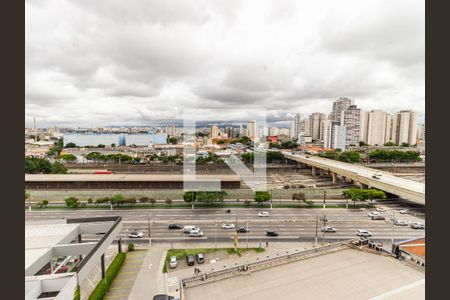 Sala/Cozinha - Vista de apartamento para alugar com 1 quarto, 25m² em Belenzinho, São Paulo