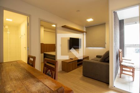 Apartamento à venda com 45m², 1 quarto e sem vagaVista geral do apartamento com blackout