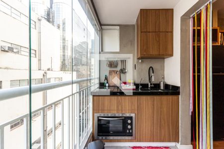 Varanda - Cozinha de kitnet/studio à venda com 1 quarto, 36m² em República, São Paulo