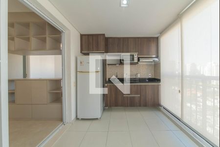 Varanda - Cozinha Integrada de apartamento para alugar com 1 quarto, 38m² em Vila Cordeiro, São Paulo