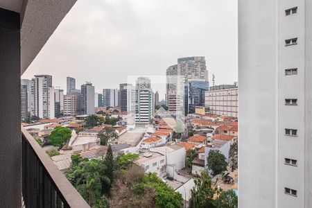 Sala/Cozinha - Vista Varanda de apartamento para alugar com 1 quarto, 30m² em Pinheiros, São Paulo
