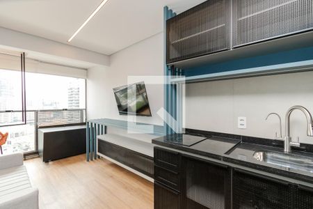 Cozinha de apartamento para alugar com 1 quarto, 27m² em Jardim das Acacias, São Paulo