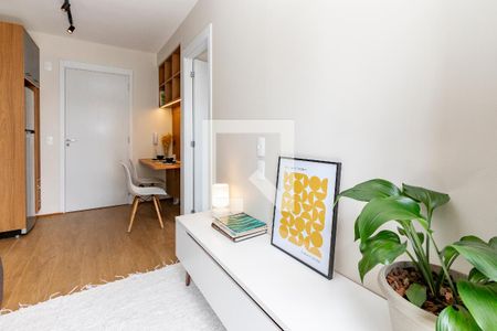 Sala/ Cozinha de apartamento para alugar com 1 quarto, 27m² em Campo Belo, São Paulo