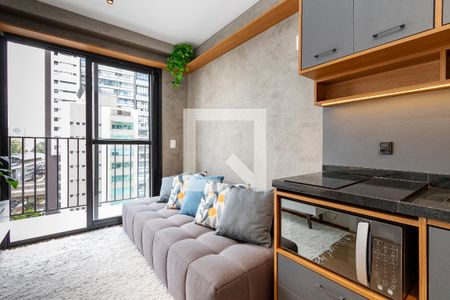 Sala/ Cozinha de apartamento para alugar com 1 quarto, 27m² em Campo Belo, São Paulo