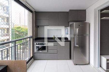 Varanda e Cozinha integrada de apartamento para alugar com 1 quarto, 36m² em Brooklin, São Paulo