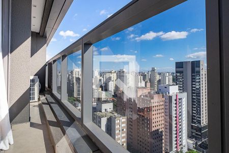 Sala/Cozinha - Varanda de apartamento para alugar com 1 quarto, 32m² em Jardim Paulista, São Paulo
