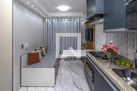 sala, cozinha e área de serviço compartilhadas_2 de apartamento para alugar com 1 quarto, 29m² em Sacoma, São Paulo