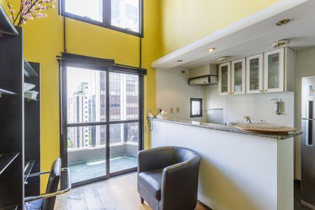 Sala de apartamento para alugar com 1 quarto, 52m² em Moema, São Paulo