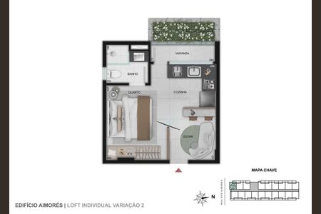Apartamento à venda com 30m², 1 quarto e 1 vaga