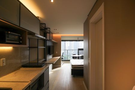 Studio para alugar com 27m², 1 quarto e sem vaga Studio para alugar com 27m², 1 quarto e sem vagaCozinha integrada