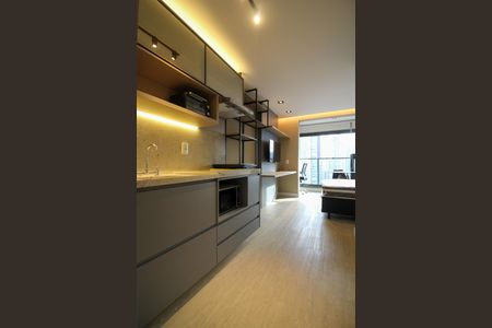 Studio para alugar com 27m², 1 quarto e sem vaga Studio para alugar com 27m², 1 quarto e sem vagaCozinha integrada