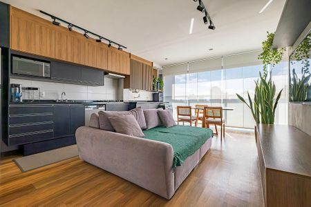 Sala/Cozinha de apartamento à venda com 1 quarto, 54m² em Vila Anglo Brasileira, São Paulo