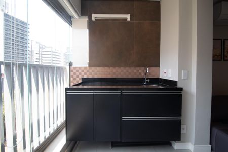 Varanda da Sala de apartamento à venda com 1 quarto, 40m² em Jardim Paulista, São Paulo