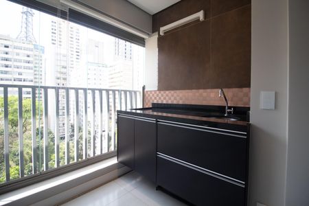 Varanda da Sala de apartamento à venda com 1 quarto, 40m² em Jardim Paulista, São Paulo