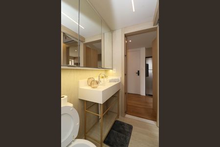 Banheiro da Suíte de apartamento para alugar com 1 quarto, 31m² em Pinheiros, São Paulo