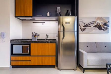 Cozinha  de kitnet/studio para alugar com 1 quarto, 24m² em Pinheiros, São Paulo