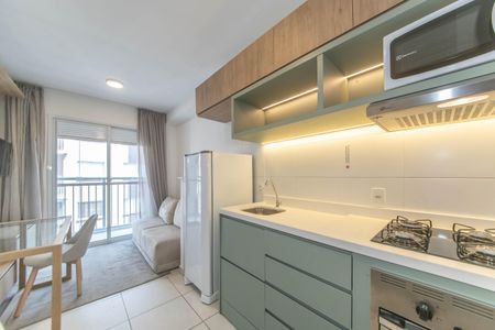 Cozinha - Lavanderia Integrada de apartamento para alugar com 1 quarto, 28m² em Jardim Caravelas, São Paulo